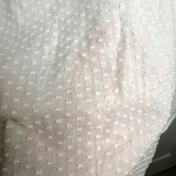 J.Crew Wms L White Long Sleeve Swiss Dot Popover Top Academia Ruffled Feminine - Picture 6 of 10